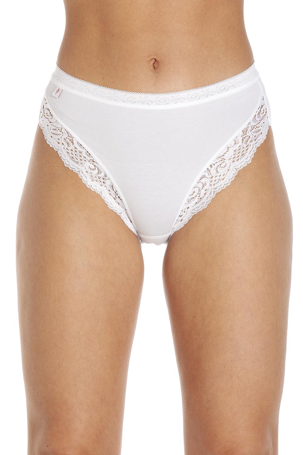 La Marquise High Leg Briefs ladies Cotton Rich Lace Underwear 3 Pair pack