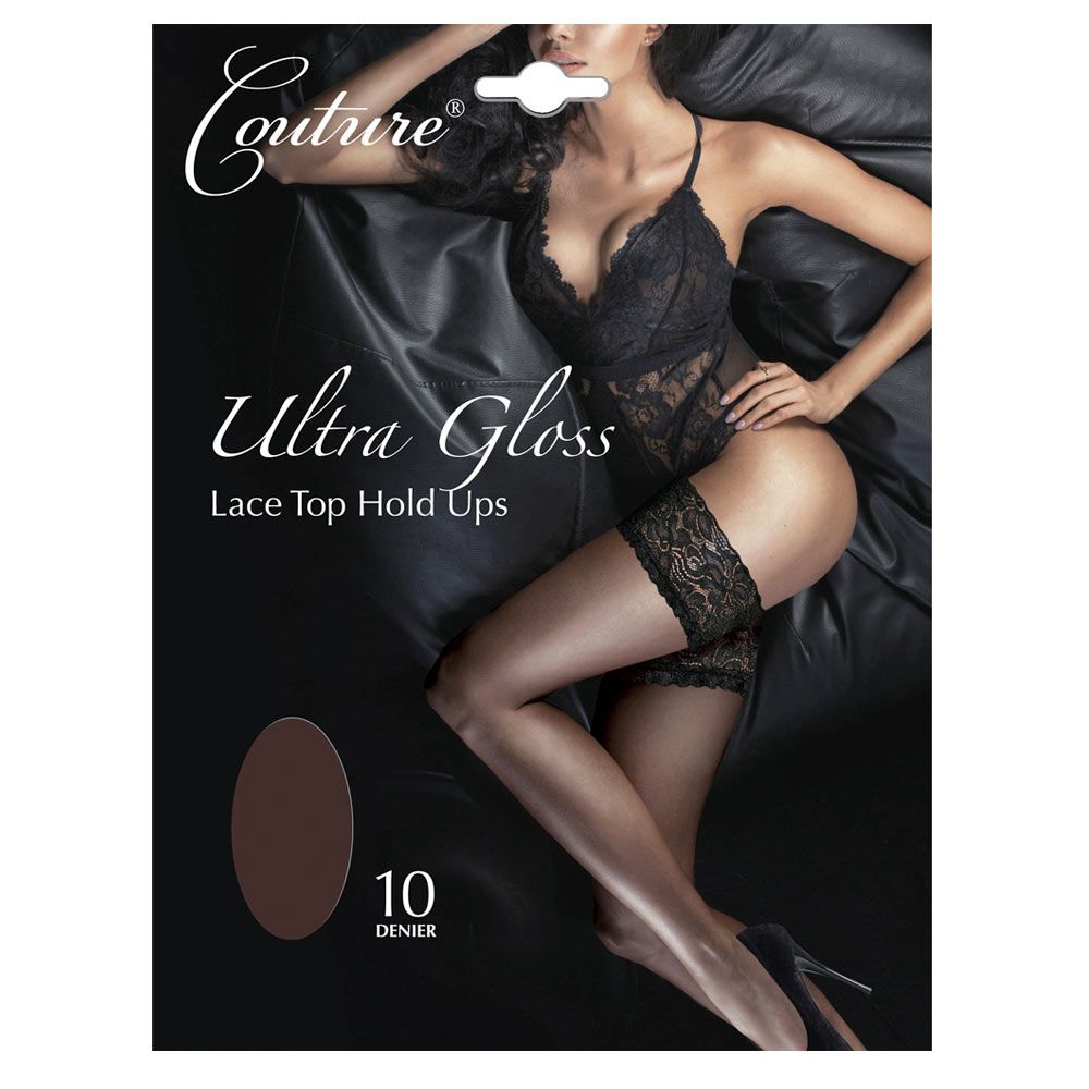 COUTURE Ultra Gloss  10 Denier Lace Top Hold Ups