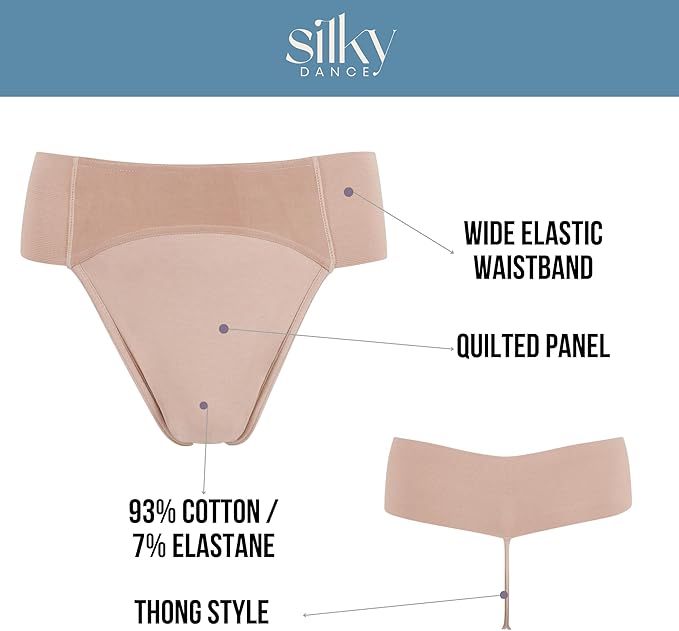 silky Men's Thong Dance Belt, Quilted Panel Dance Brief, Cotton Dancebelt, Nude